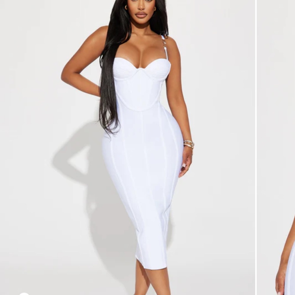 Fashion Nova White Strapless Bodycon Cocktail Dress /Bridal Shower
